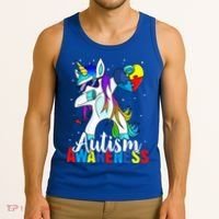 Dabbing Unicorn Autism Awareness Be Kind Gift Tank Top thumb 3