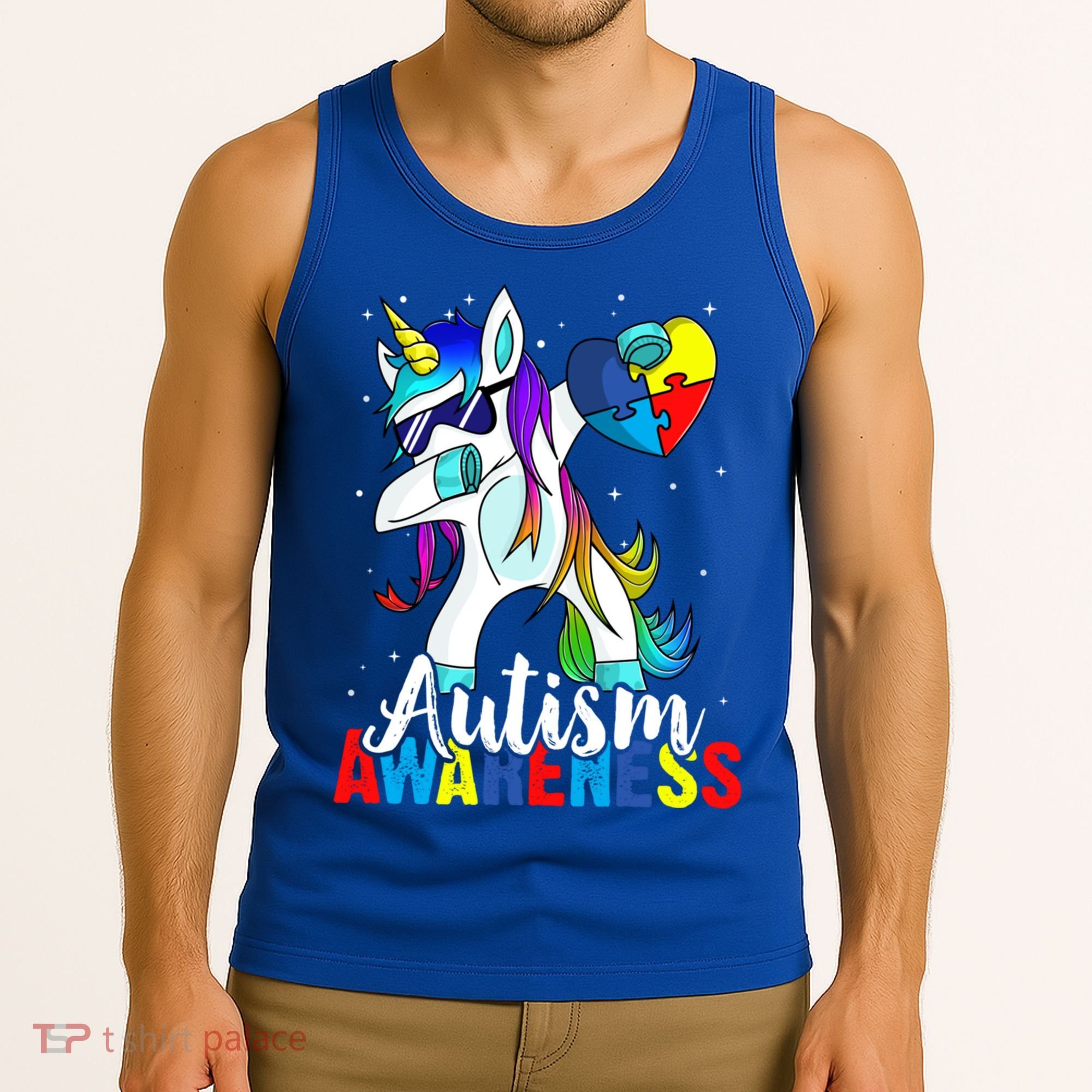 Dabbing Unicorn Autism Awareness Be Kind Gift Tank Top