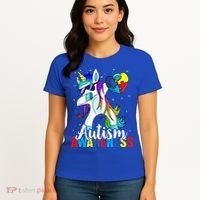 Dabbing Unicorn Autism Awareness Be Kind Gift Women's T-Shirt thumb 4