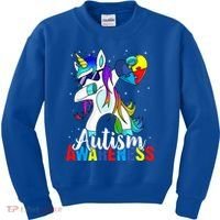 Dabbing Unicorn Autism Awareness Be Kind Gift Kids Sweatshirt thumb 0