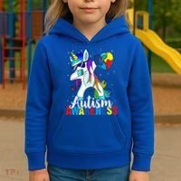 Dabbing Unicorn Autism Awareness Be Kind Gift Kids Hoodie thumb 3