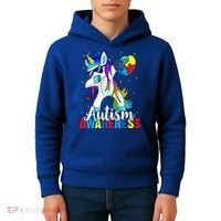 Dabbing Unicorn Autism Awareness Be Kind Gift Kids Hoodie thumb 4