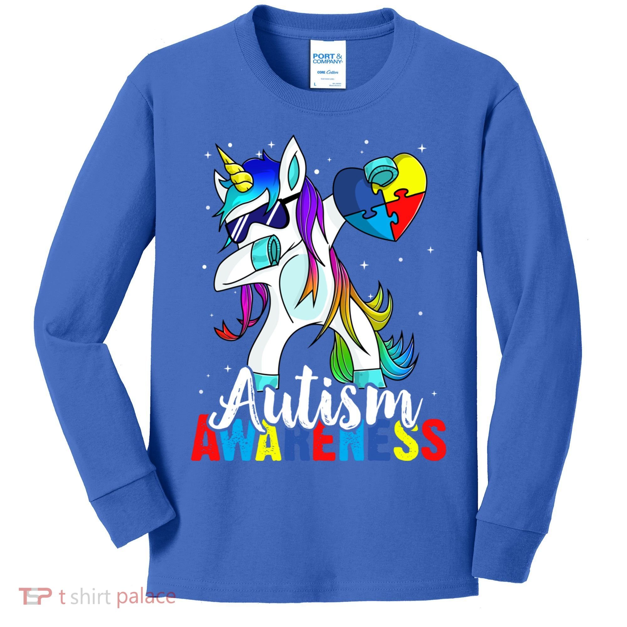 Dabbing Unicorn Autism Awareness Be Kind Gift Kids Long Sleeve Shirt