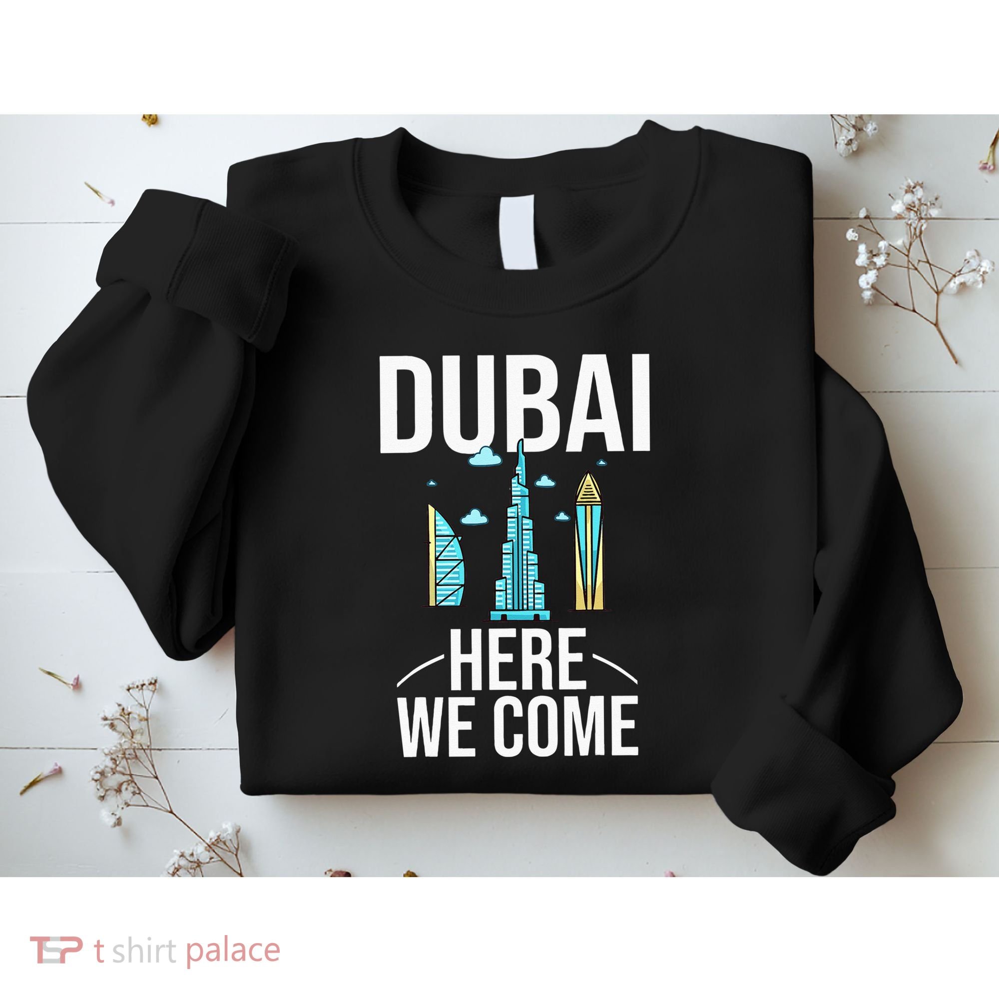 Dubai United Arab Emirates Uae City Trip Skyline Map Travel Sweatshirt