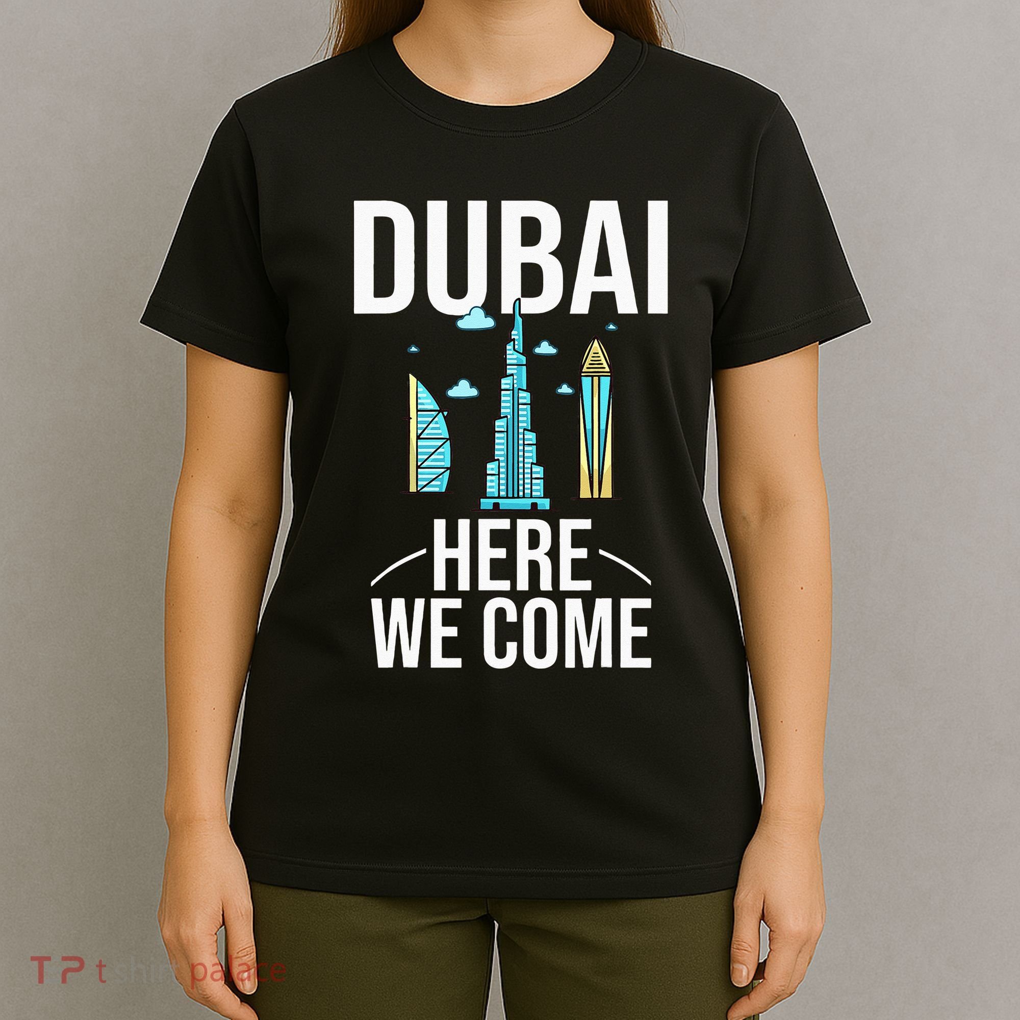Dubai United Arab Emirates Uae City Trip Skyline Map Travel T-Shirt