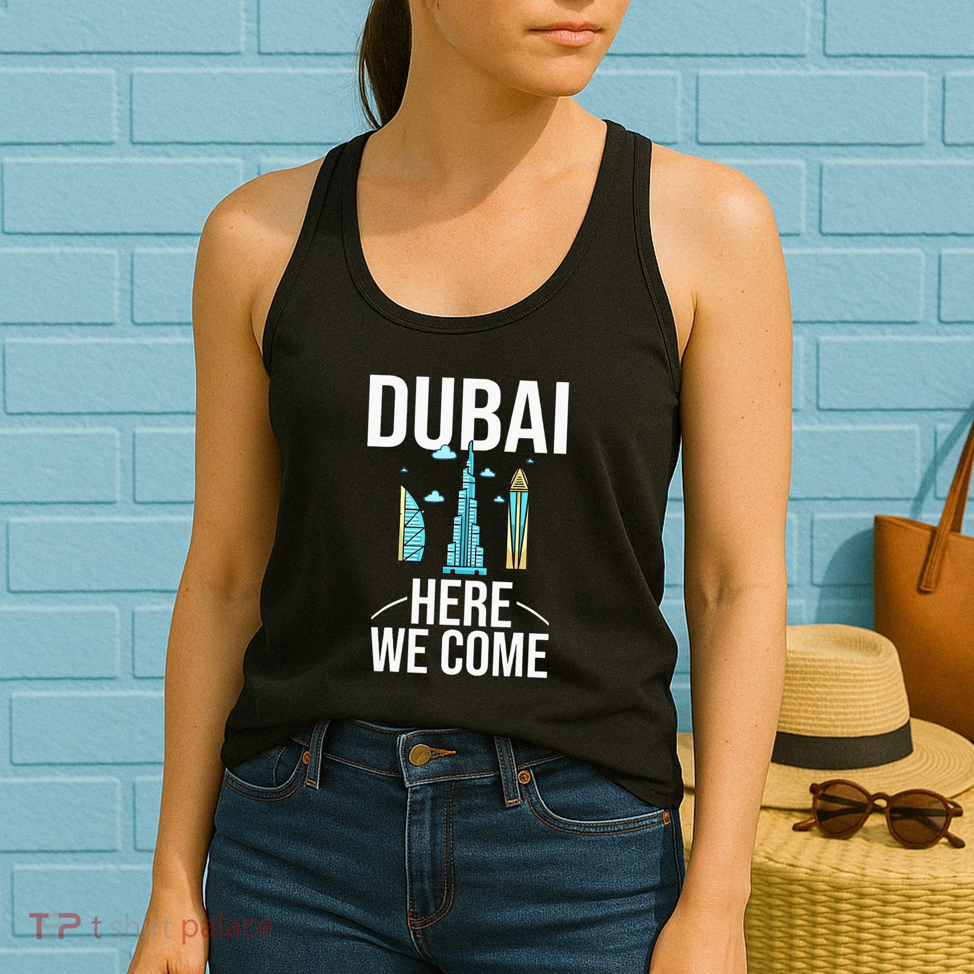 Dubai United Arab Emirates Uae City Trip Skyline Map Travel Women's Tank Top