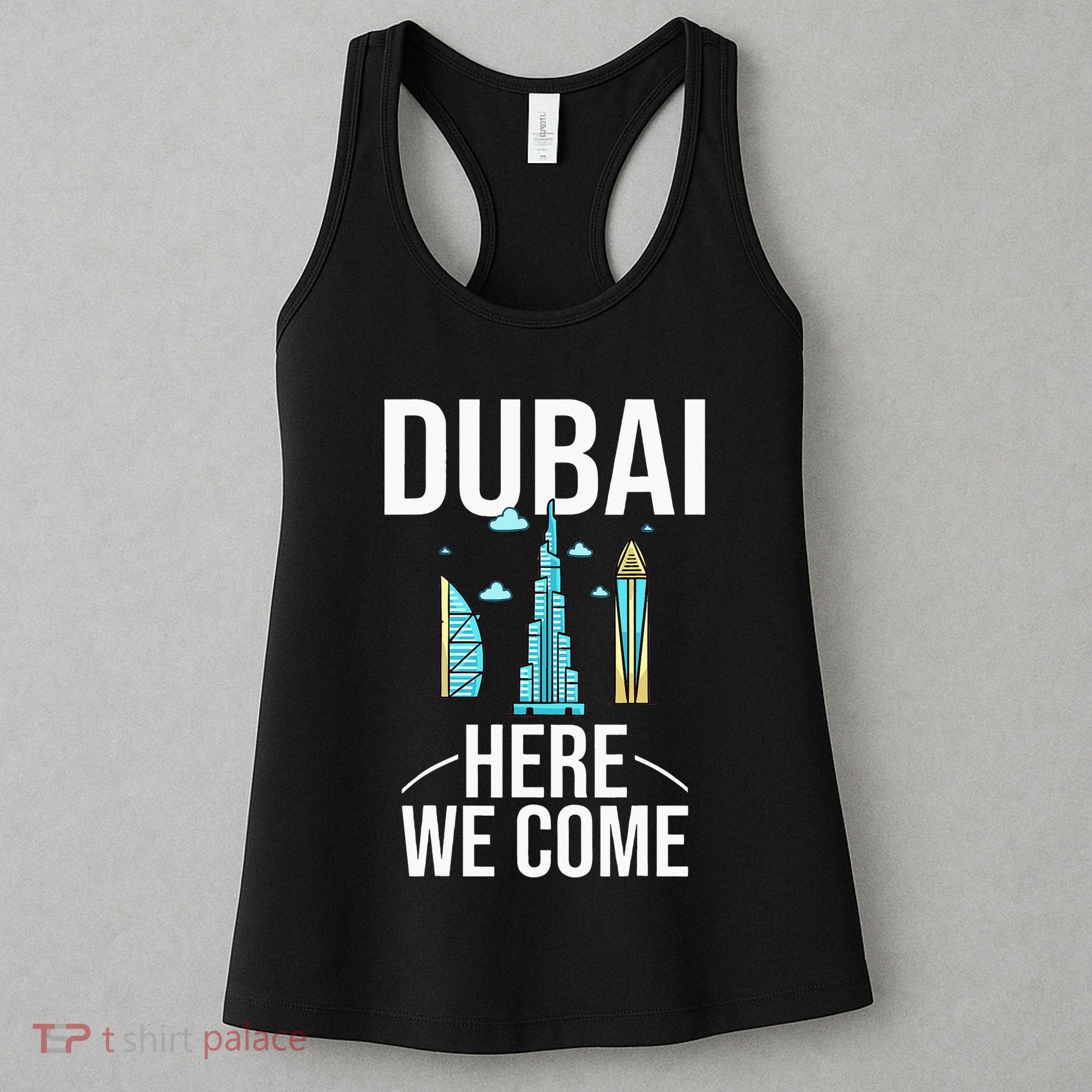Dubai United Arab Emirates Uae City Trip Skyline Map Travel Women's Tank Top