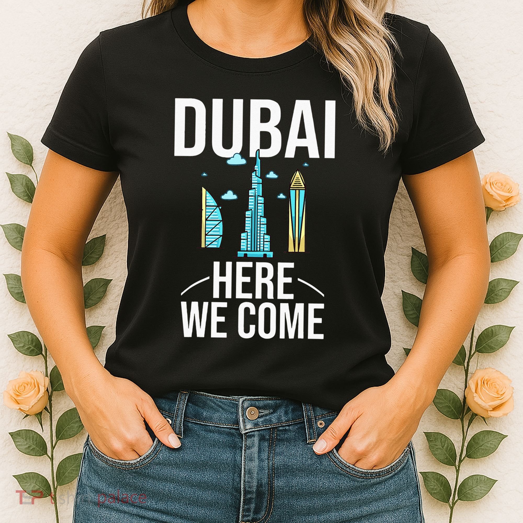Dubai United Arab Emirates Uae City Trip Skyline Map Travel Women's T-Shirt