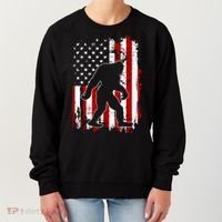Distressed USA American Bigfoot Sasquatch Flag Women's Sweatshirt thumb 0