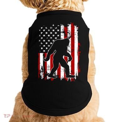Distressed USA American Bigfoot Sasquatch Flag Doggie Tank
