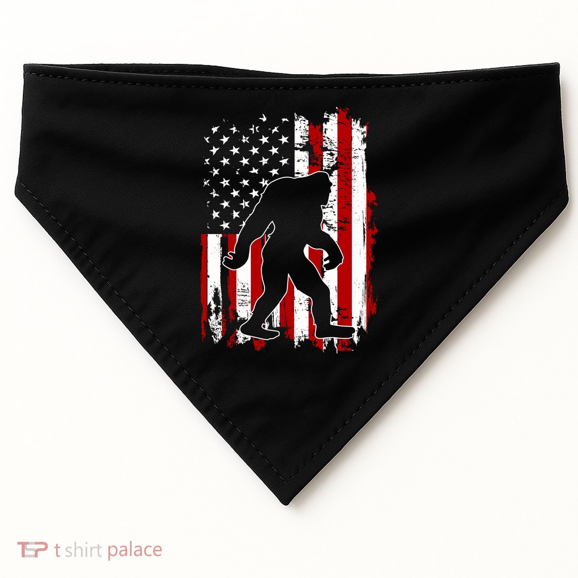 Distressed USA American Bigfoot Sasquatch Flag USA-Made Doggie Bandana