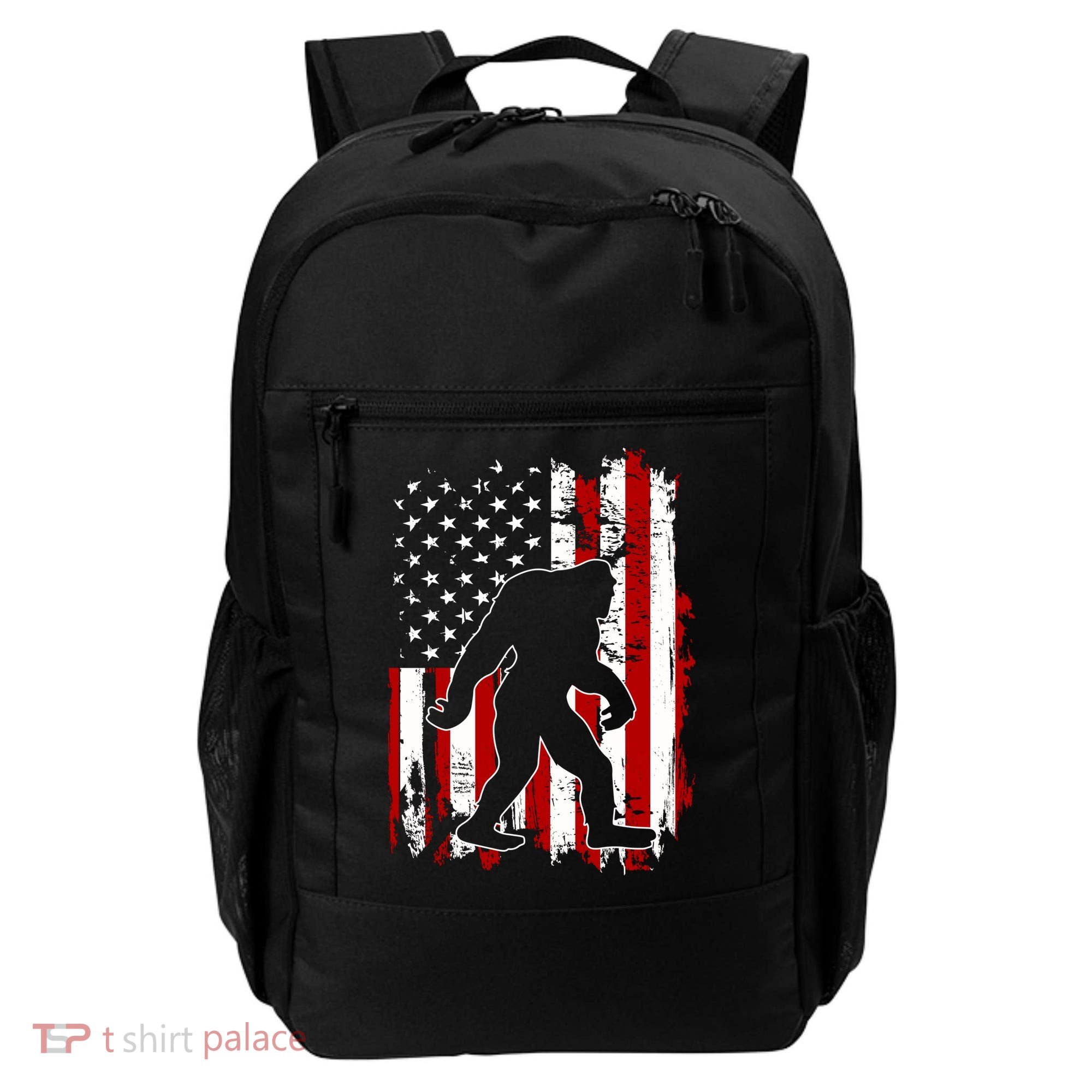 Distressed USA American Bigfoot Sasquatch Flag Backpack