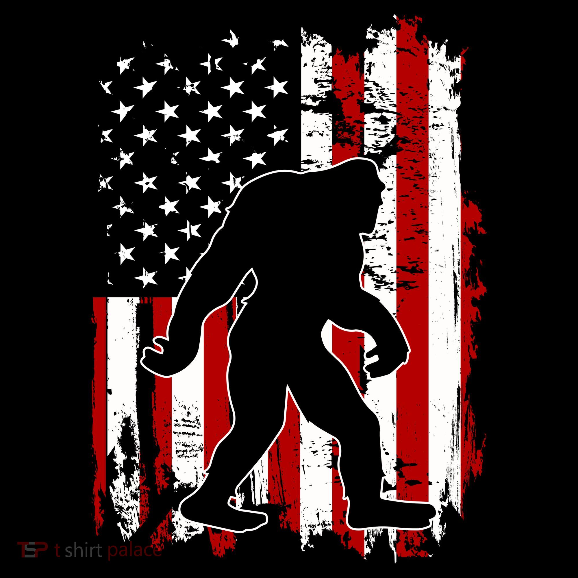 Distressed USA American Bigfoot Sasquatch Flag Women's Hoodie