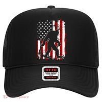 Distressed USA American Bigfoot Sasquatch Flag Hat thumb 0