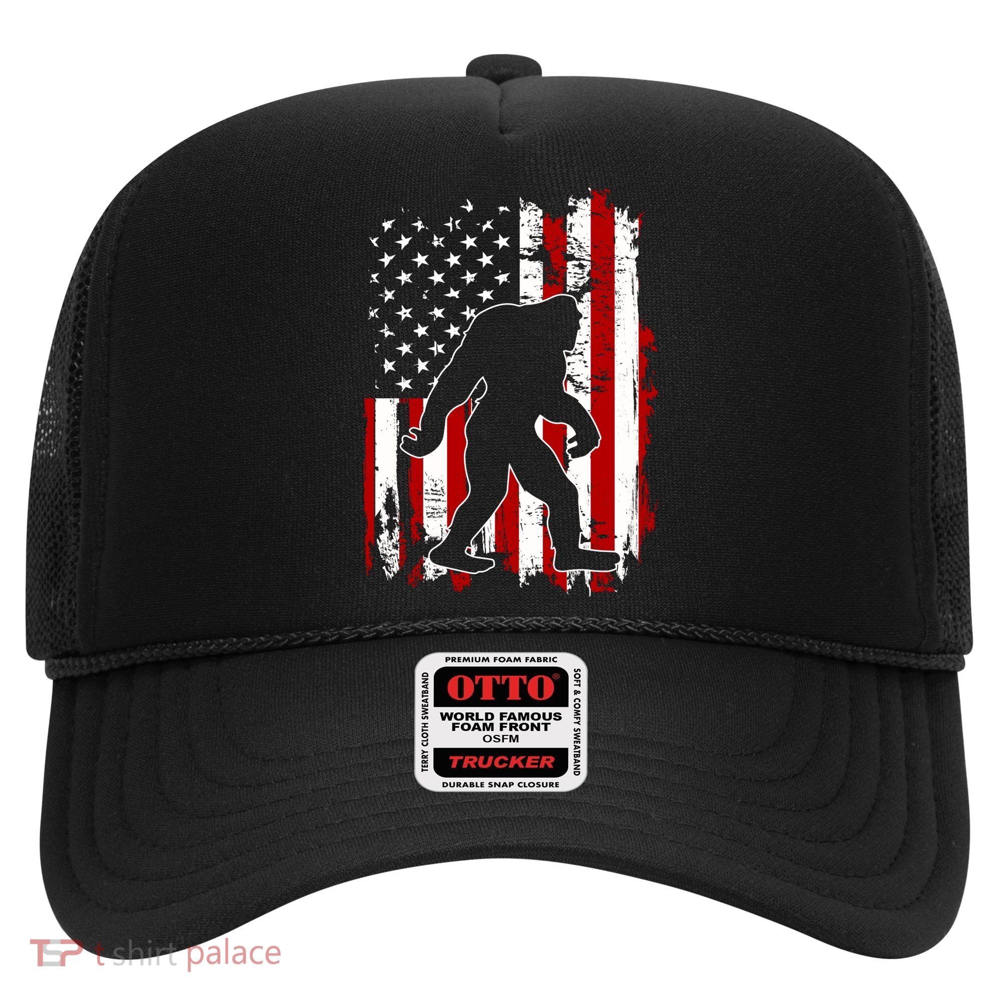 Distressed USA American Bigfoot Sasquatch Flag Hat