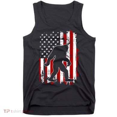 Distressed USA American Bigfoot Sasquatch Flag Tank Top