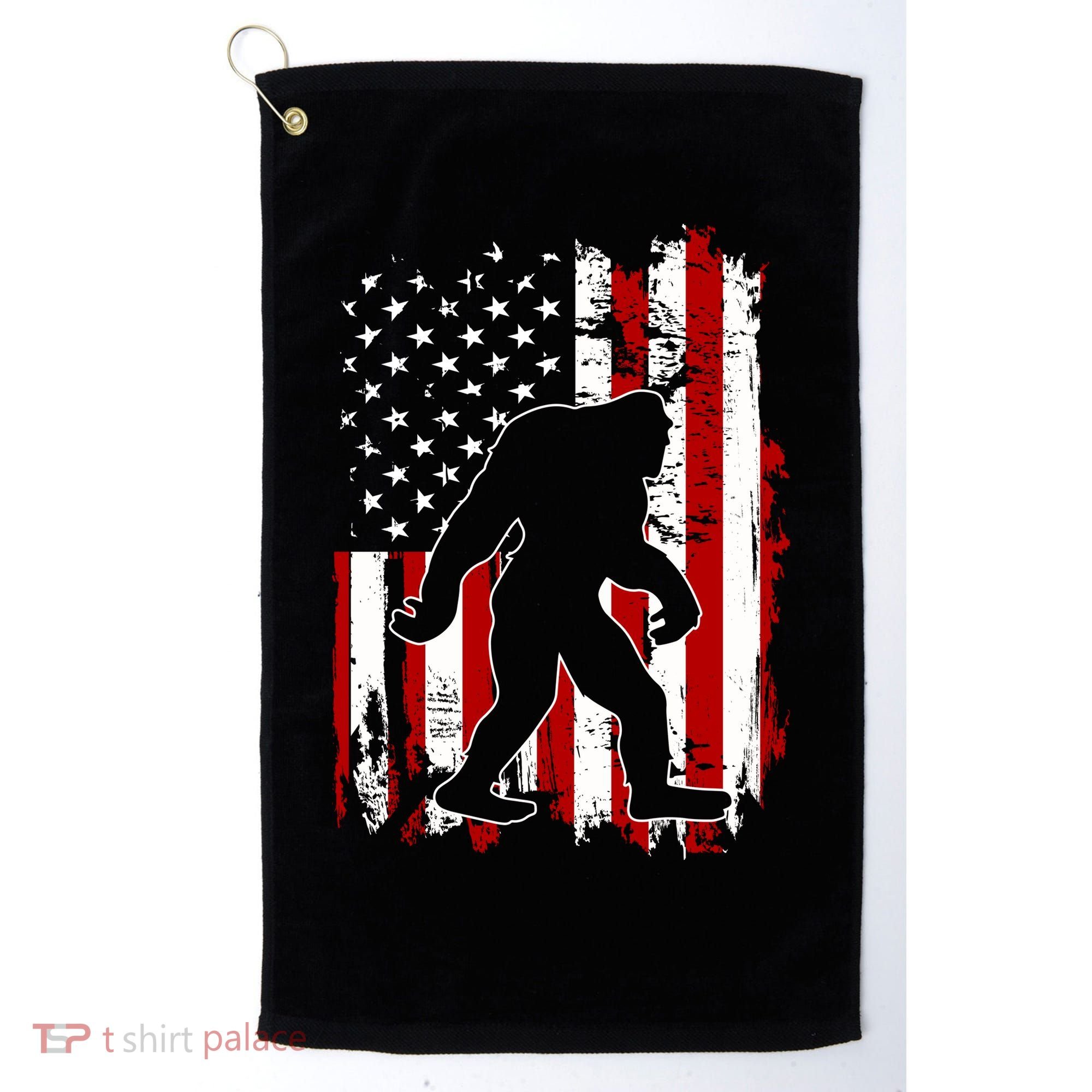 Distressed USA American Bigfoot Sasquatch Flag Golf Towel