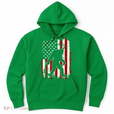 Distressed USA American Bigfoot Sasquatch Flag Hoodie