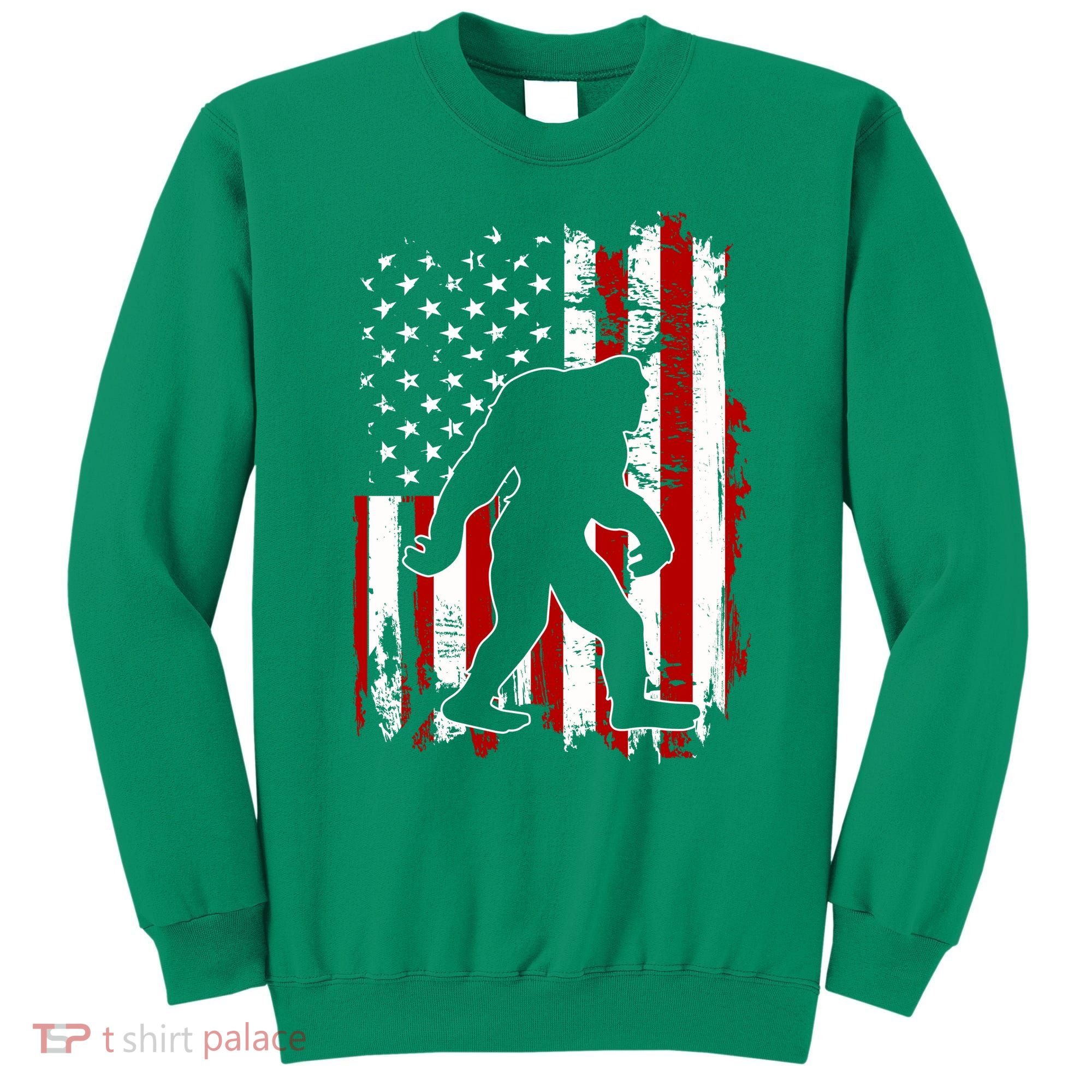 Distressed USA American Bigfoot Sasquatch Flag Sweatshirt