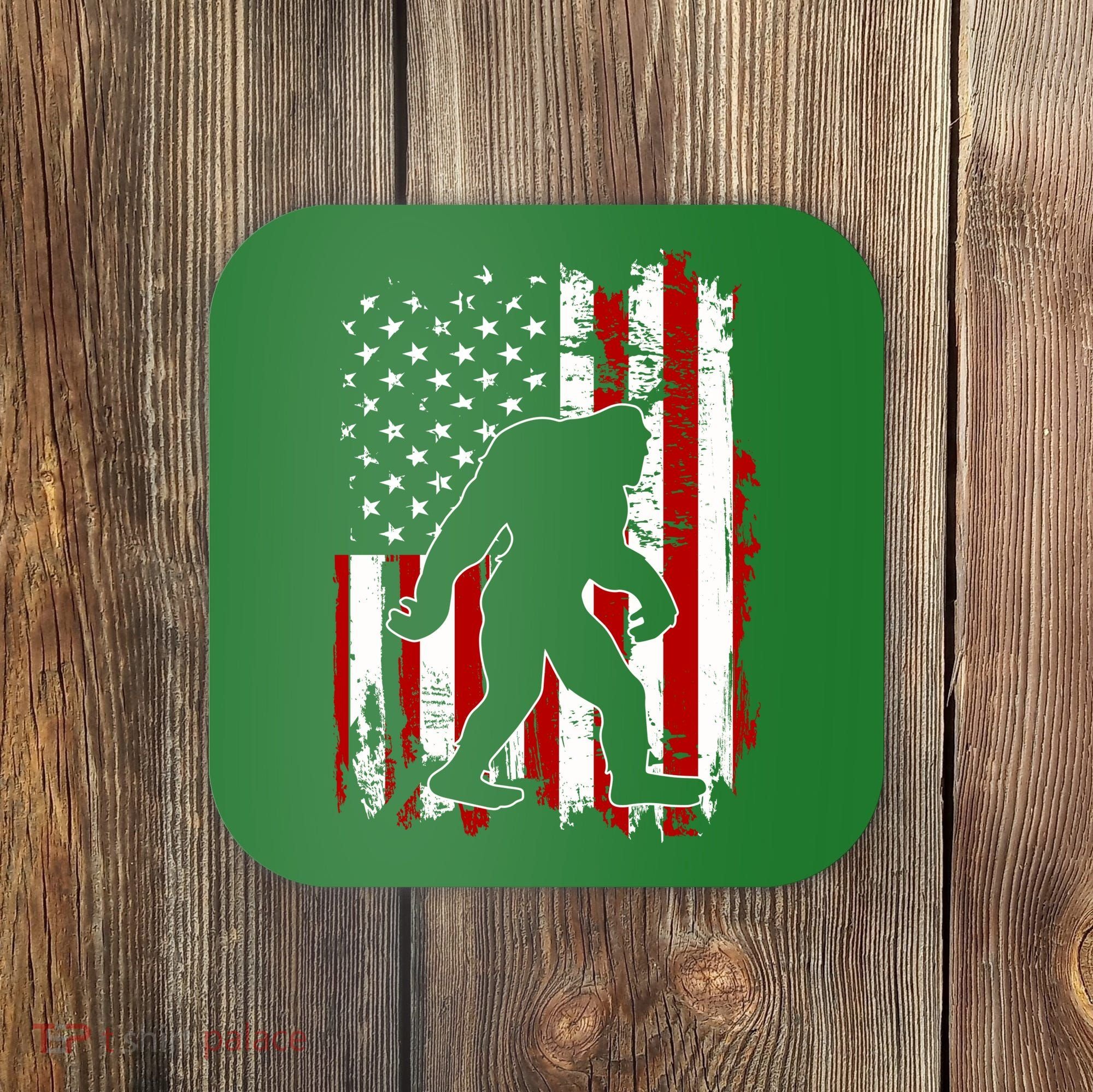 Distressed USA American Bigfoot Sasquatch Flag Coaster