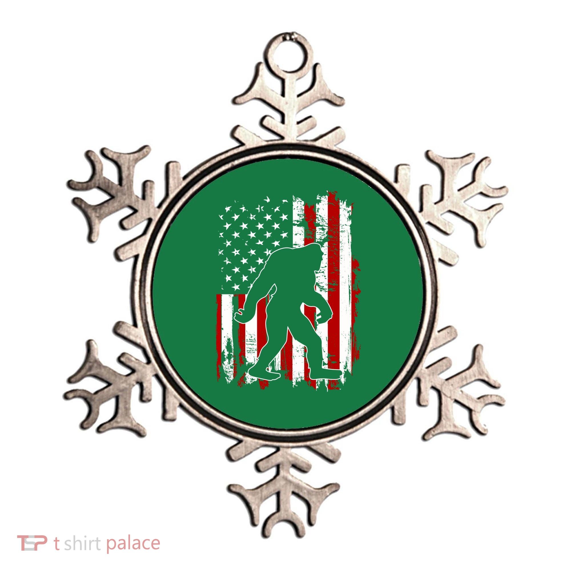 Distressed USA American Bigfoot Sasquatch Flag Ornament