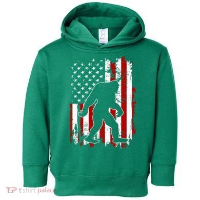 Distressed USA American Bigfoot Sasquatch Flag Toddler Hoodie