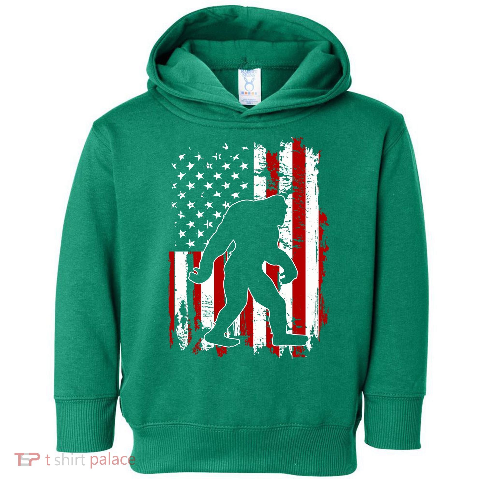 Distressed USA American Bigfoot Sasquatch Flag Toddler Hoodie