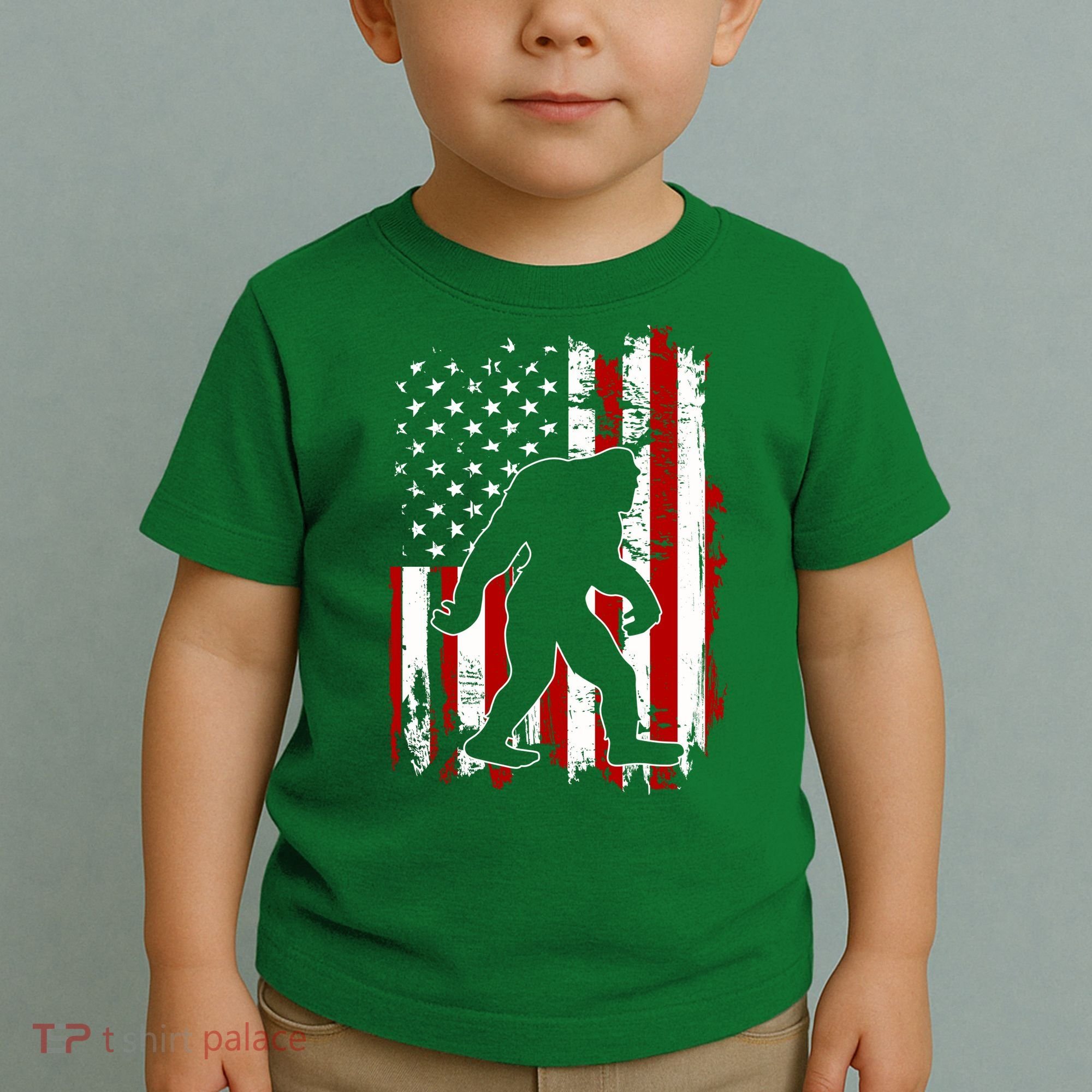 Distressed USA American Bigfoot Sasquatch Flag Toddler T-Shirt