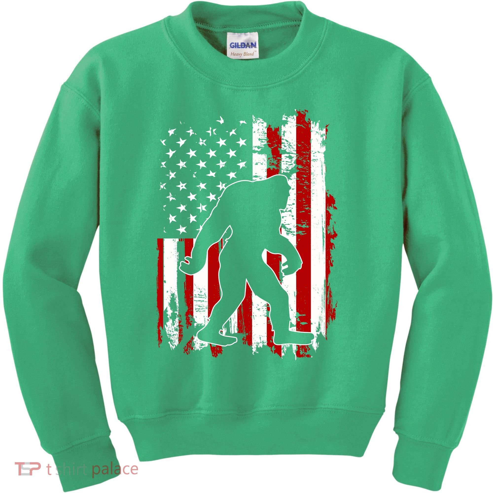 Distressed USA American Bigfoot Sasquatch Flag Kids Sweatshirt