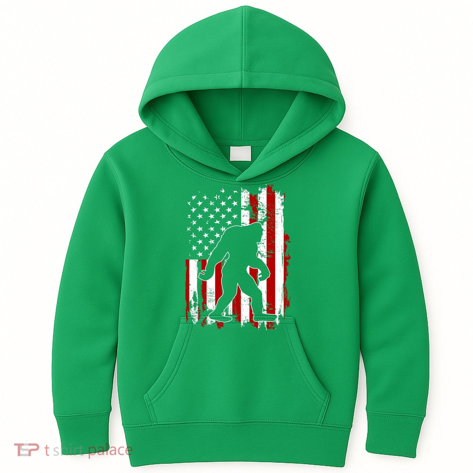 Distressed USA American Bigfoot Sasquatch Flag Kids Hoodie