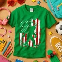 Distressed USA American Bigfoot Sasquatch Flag Kids T-Shirt thumb 3