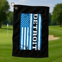 Detroit Usa American Flag Golf Towel thumb 1