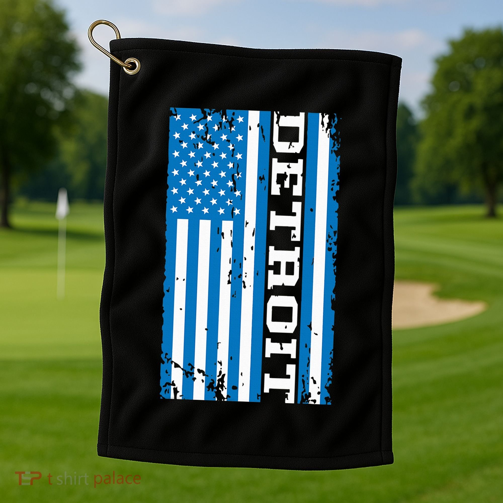 Detroit Usa American Flag Golf Towel