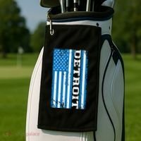 Detroit Usa American Flag Golf Towel thumb 2