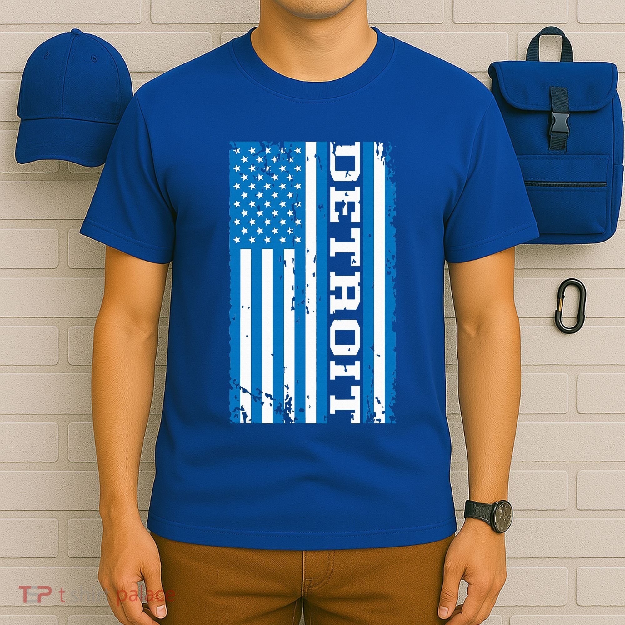 Detroit Usa American Flag T-Shirt