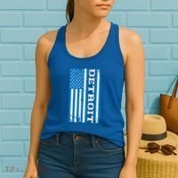 Detroit Usa American Flag Women's Tank Top thumb 2