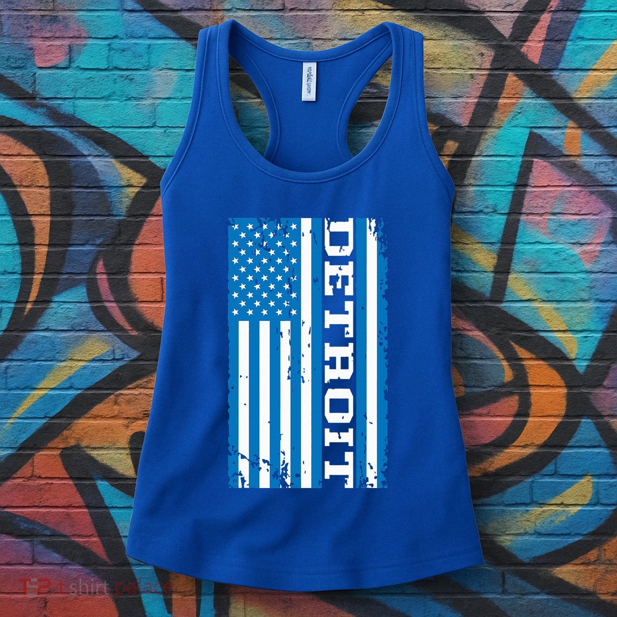 Detroit Usa American Flag Women's Tank Top