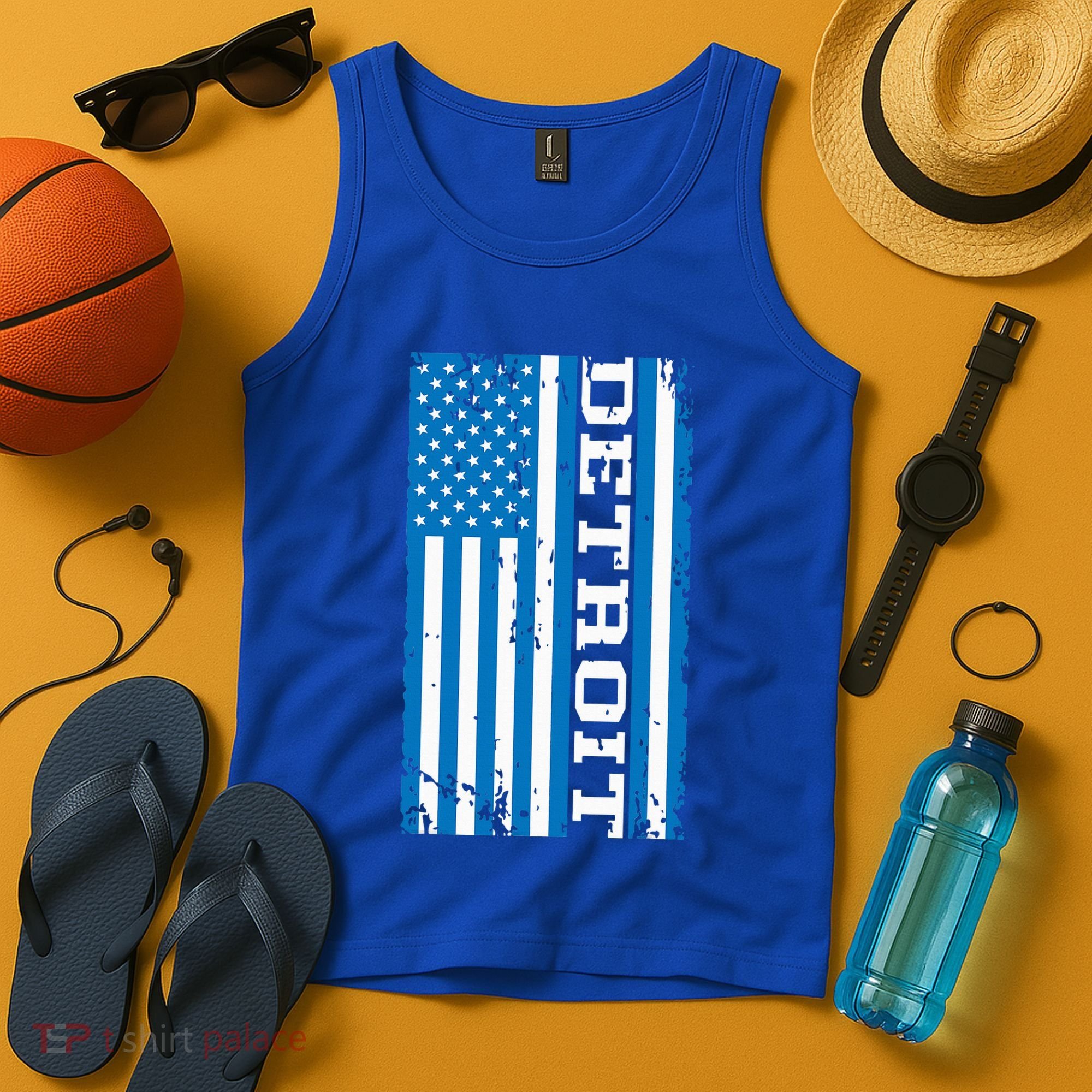 Detroit Usa American Flag Tank Top
