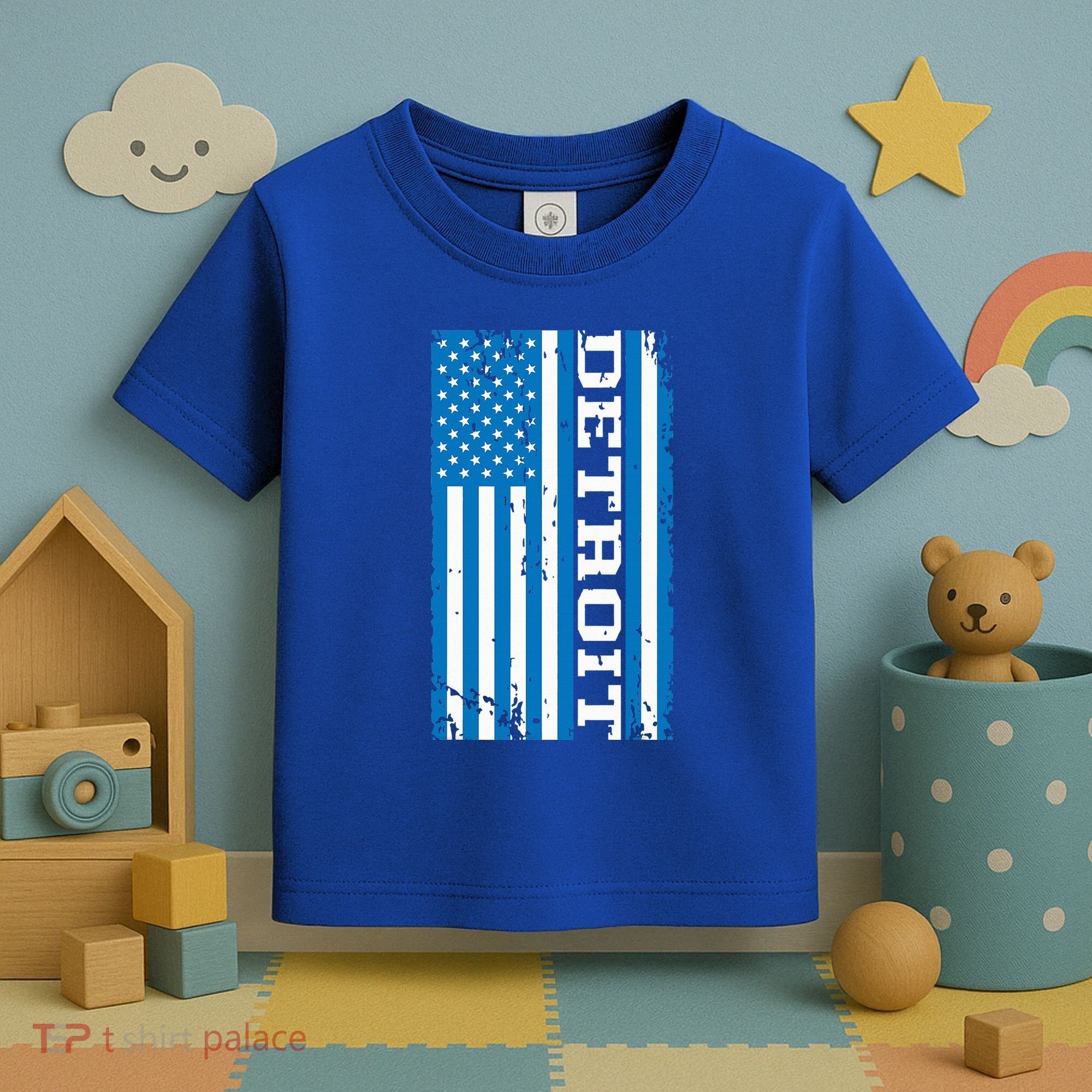 Detroit Usa American Flag Toddler T-Shirt