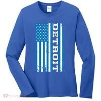 Detroit Usa American Flag Women's Long Sleeve Shirt thumb 0