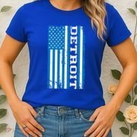 Detroit Usa American Flag Women's T-Shirt thumb 2