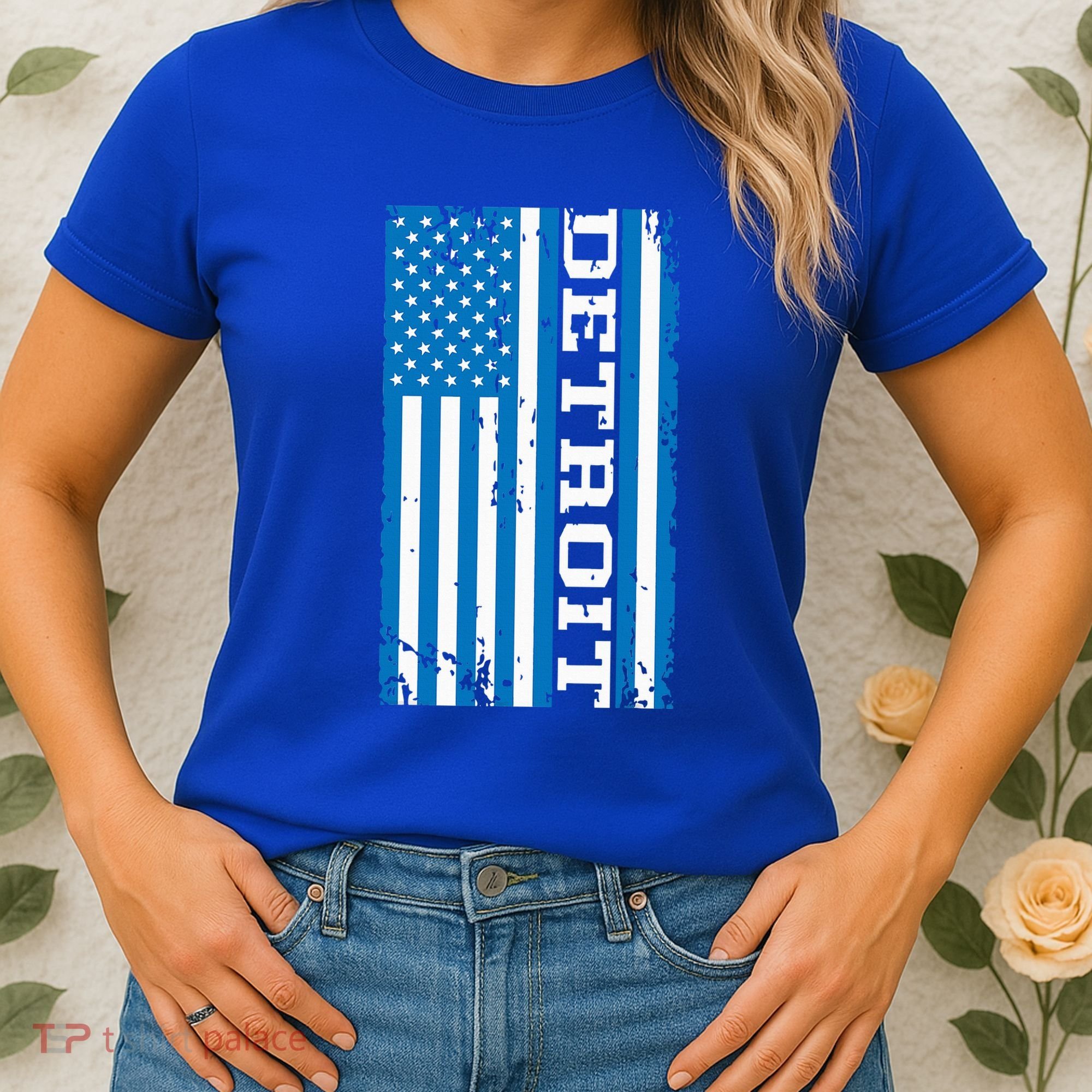Detroit Usa American Flag Women's T-Shirt