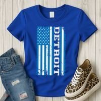 Detroit Usa American Flag Women's T-Shirt thumb 3