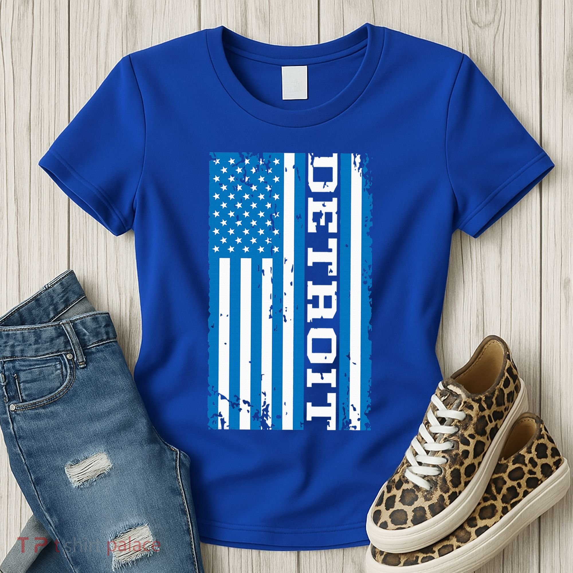 Detroit Usa American Flag Women's T-Shirt