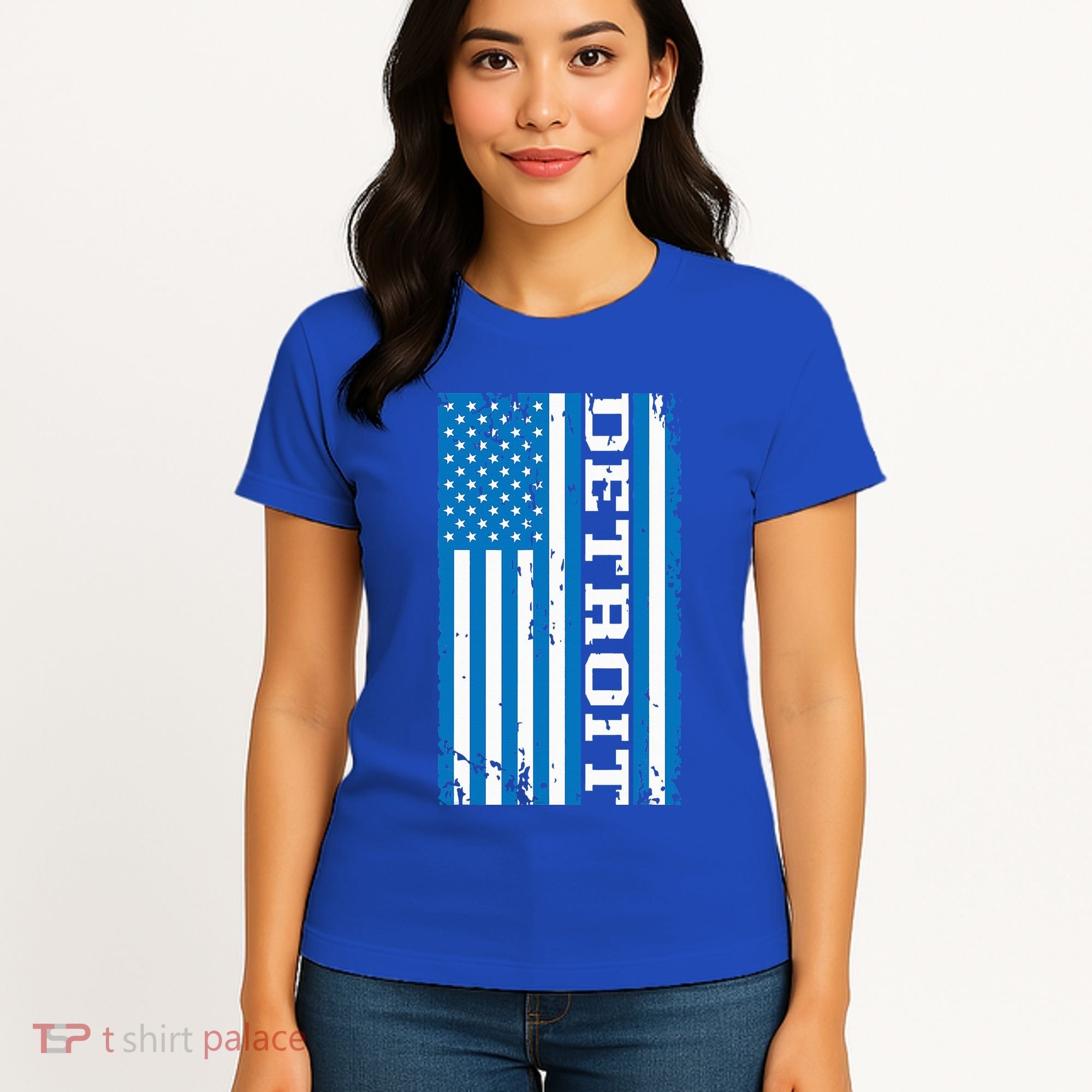 Detroit Usa American Flag Women's T-Shirt