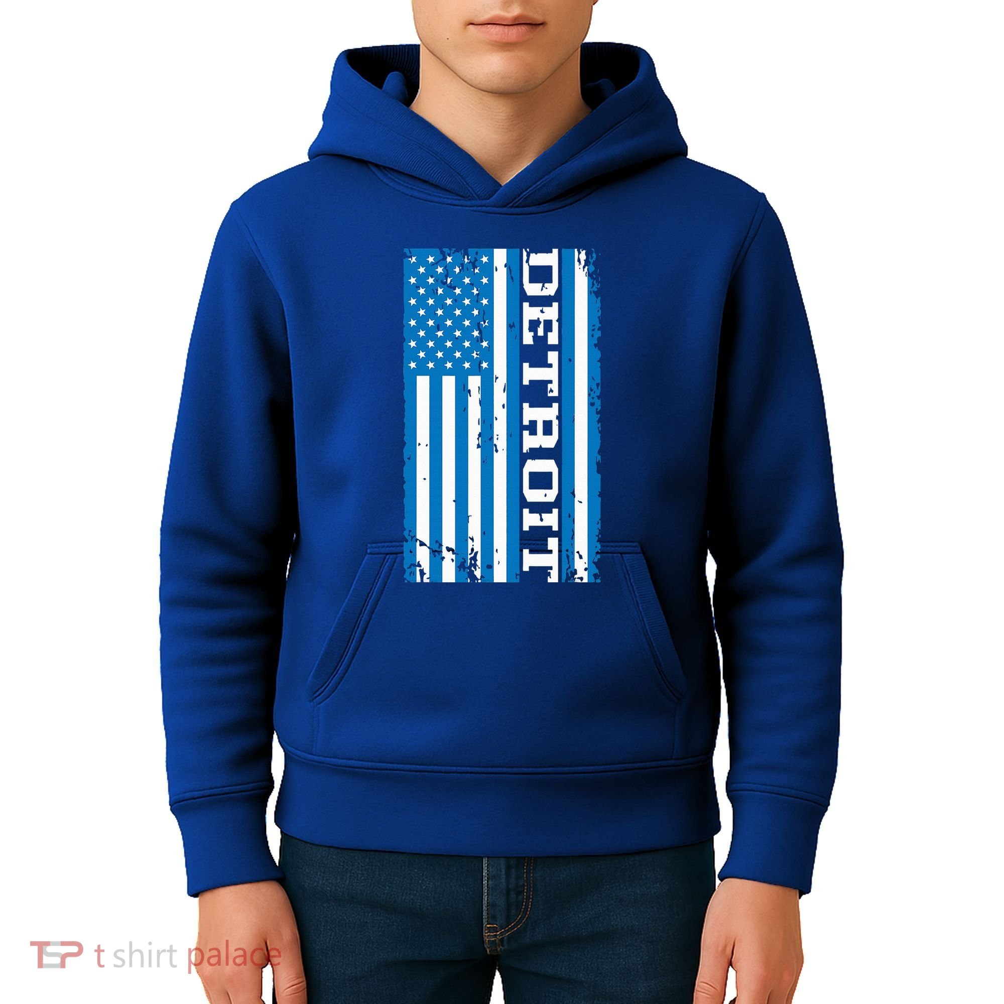 Detroit Usa American Flag Kids Hoodie