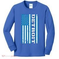 Detroit Usa American Flag Kids Long Sleeve Shirt thumb 0