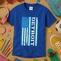 Detroit Usa American Flag Kids T-Shirt thumb 3
