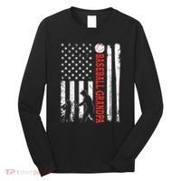 Distressed USA American Flag Baseball Grandpa Father's Day Long Sleeve Shirt thumb 0