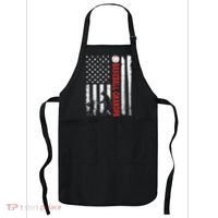 Distressed USA American Flag Baseball Grandpa Father's Day Apron thumb 0